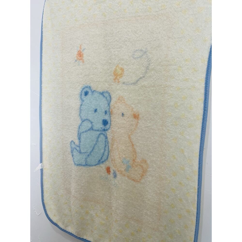 VTG Child of Mine Baby Blanket Yellow Blue Teddy 2 Bear Bird Sun Plush Throw Sof - Picture 15 of 16